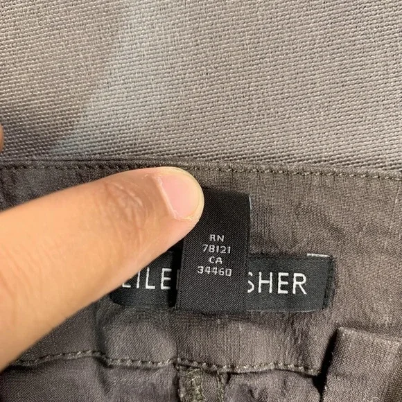 Eileen Fisher Pant Women 8 Gray Linen Cargo Taper Ankle Drawstring Stretch 32x24 - Picture 6 of 15